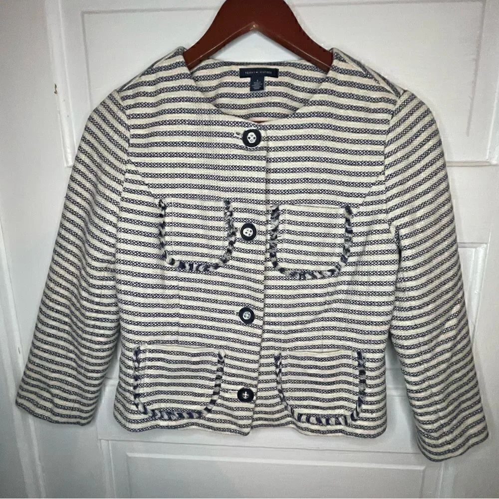 TOMMY HILFIGER Tweed Fray Blazer Jacket